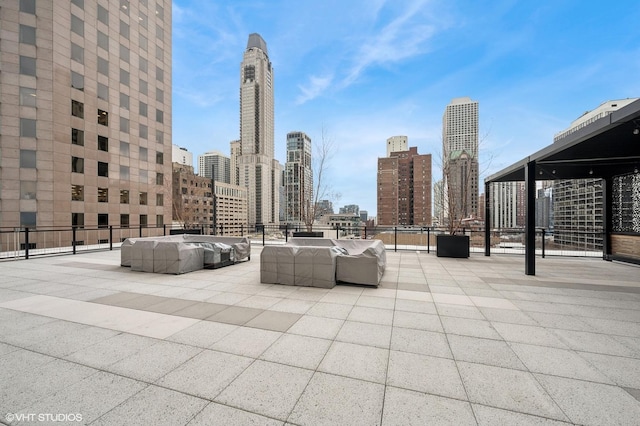 view of patio / terrace with a city view