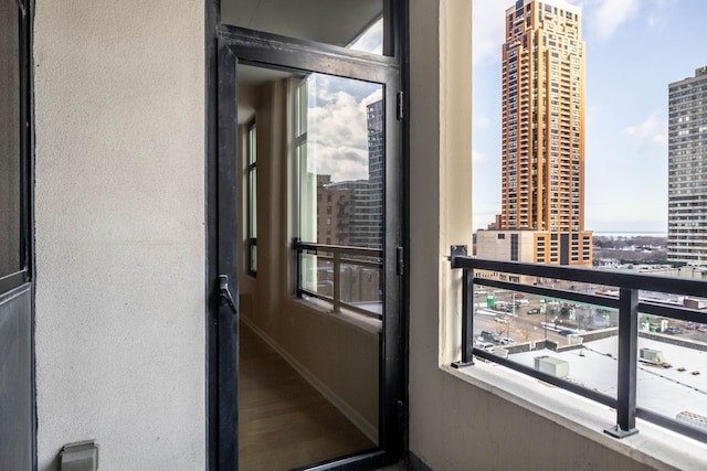 balcony featuring a city view