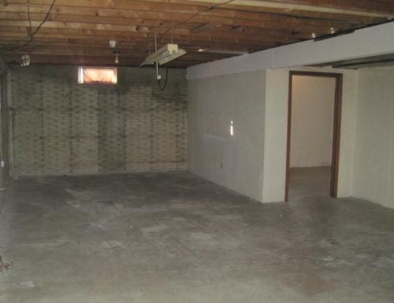 view of unfinished basement