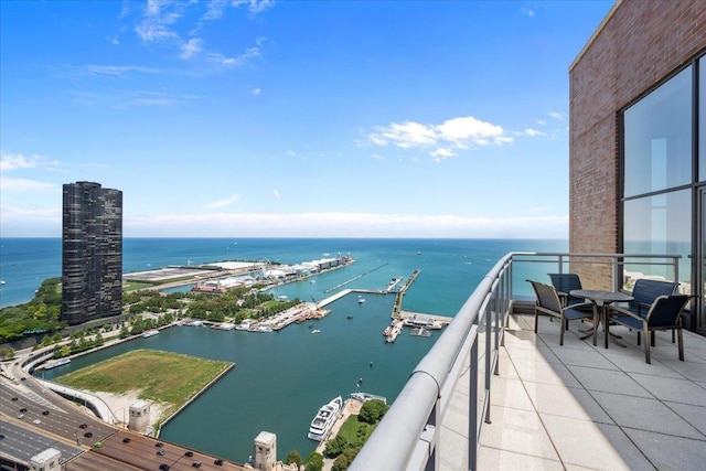 balcony with a water view