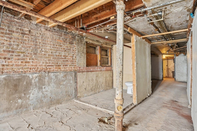 view of unfinished basement