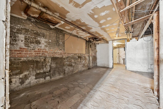 view of unfinished basement