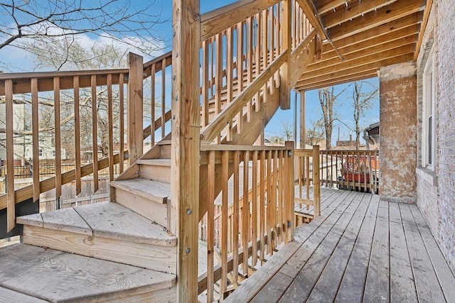 wooden terrace with stairs