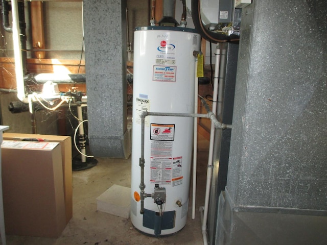 utilities with heating unit and gas water heater