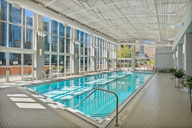 pool with a patio