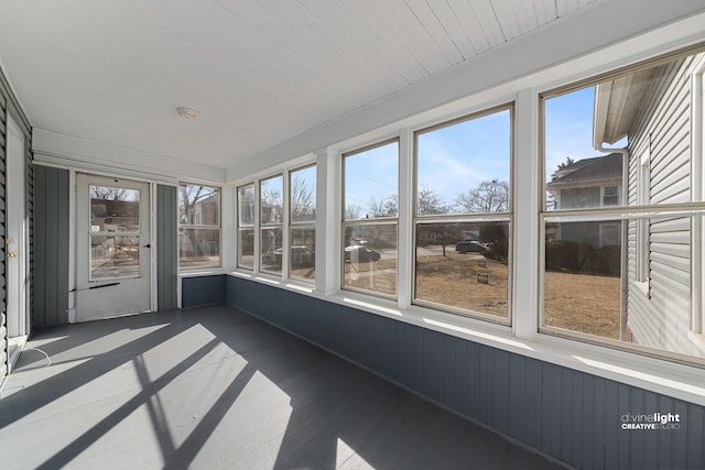 view of unfurnished sunroom