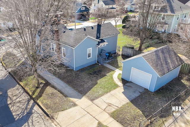 bird's eye view with a residential view