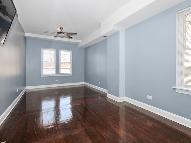 8018 S Luella Ave, Chicago, IL 60617 - empty room featuring baseboards, hardwood / wood-style floors, and a ceiling fan