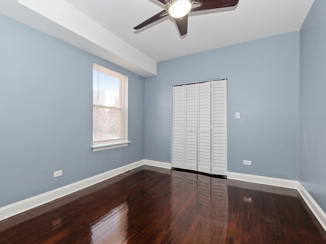 8018 S Luella Ave, Chicago, IL 60617 - unfurnished bedroom featuring ceiling fan, visible vents, baseboards, and hardwood / wood-style floors