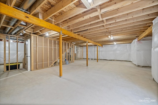 view of unfinished basement