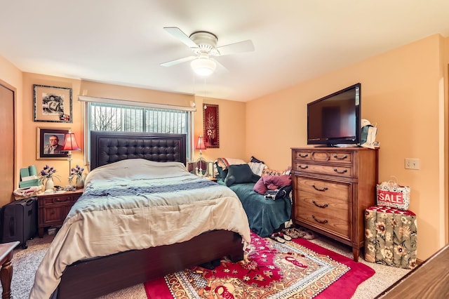 bedroom with carpet flooring and ceiling fan