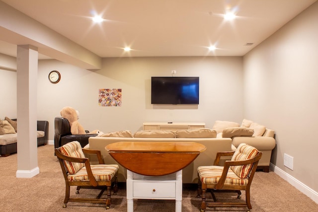 interior space with visible vents, recessed lighting, and baseboards