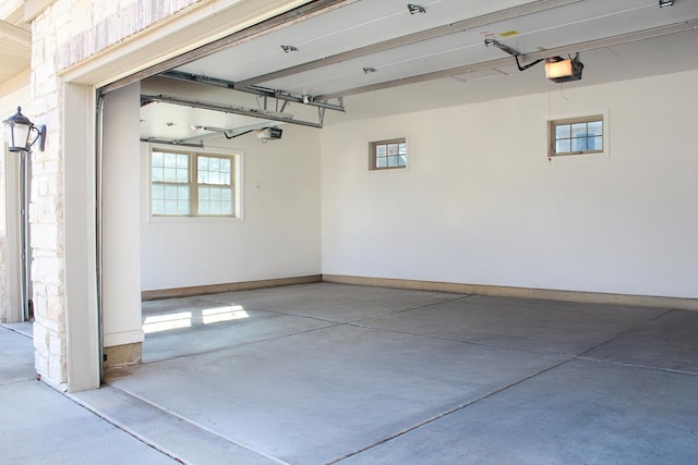 garage with a garage door opener
