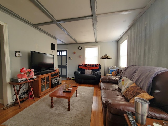 living area featuring wood finished floors