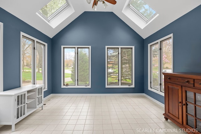interior space featuring a skylight