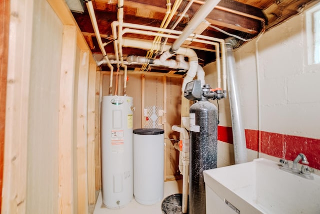 319 S 3rd St, Watseka, IL 60970 - utility room featuring water heater and a sink