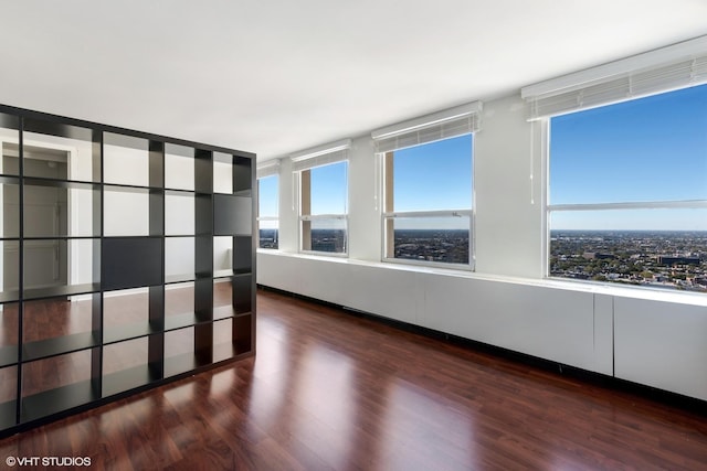 empty room with plenty of natural light and wood finished floors