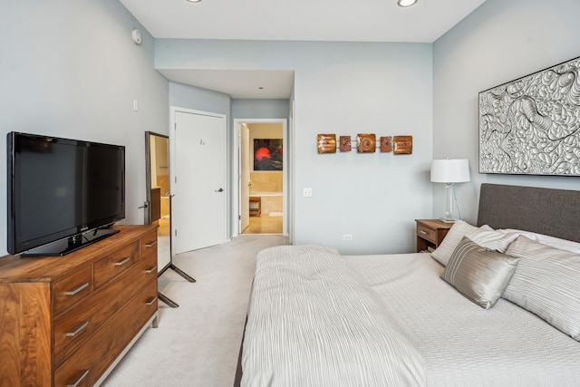 bedroom with carpet flooring and recessed lighting