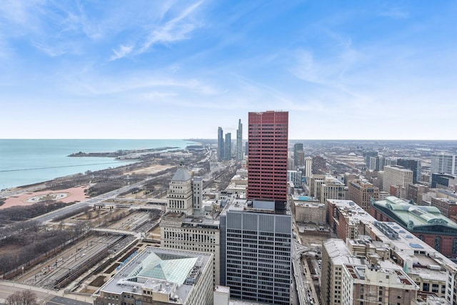 property's view of city featuring a water view