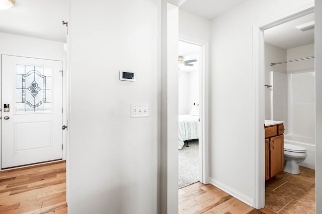 interior space with light wood finished floors