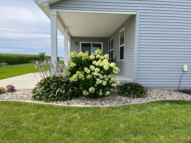 view of home's exterior with a lawn