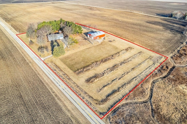 bird's eye view with a rural view