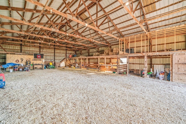 garage with metal wall