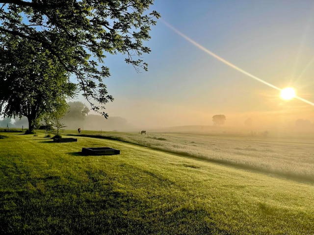 yard at dusk with a rural view