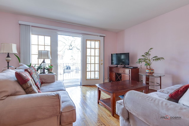 living room with light wood-style floors