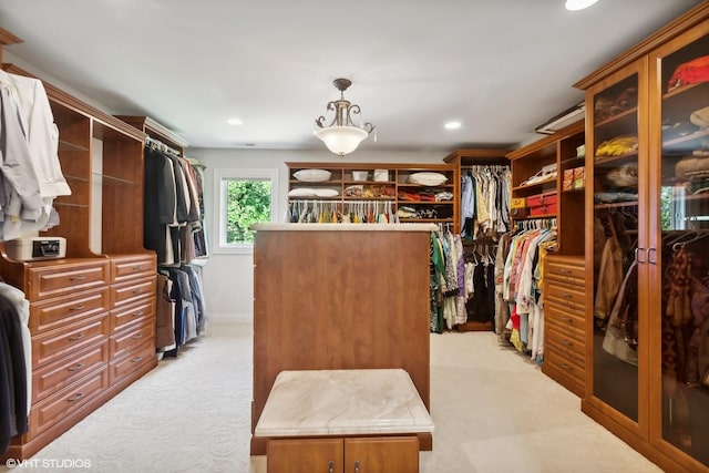 spacious closet with light colored carpet