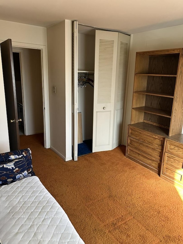 bedroom featuring a closet and carpet flooring