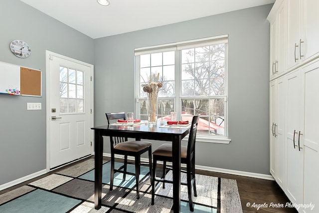 dining room featuring a healthy amount of sunlight and baseboards