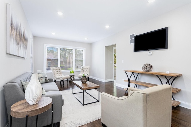 12533 S Lowe Ave, Chicago, IL 60628 - living room with dark wood-style flooring, recessed lighting, and baseboards