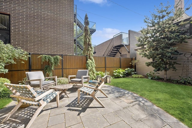 view of patio featuring a fenced backyard