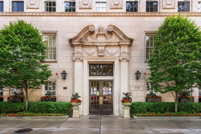 219 E Lake Shore Dr Unit 2Abc, Chicago, IL 60611 - property entrance with french doors and stone siding