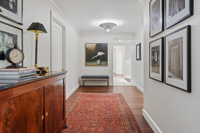 219 E Lake Shore Dr Unit 2Abc, Chicago, IL 60611 - hallway with dark wood finished floors, crown molding, and baseboards