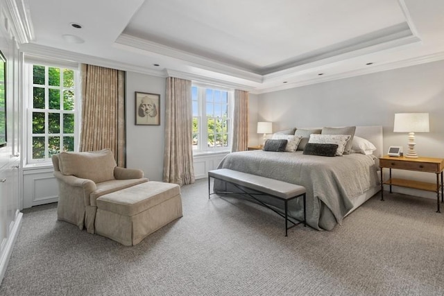 219 E Lake Shore Dr Unit 2Abc, Chicago, IL 60611 - bedroom with a tray ceiling, carpet floors, and crown molding