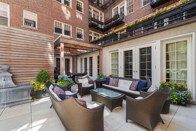 219 E Lake Shore Dr Unit 2Abc, Chicago, IL 60611 - view of patio / terrace featuring french doors and outdoor lounge area