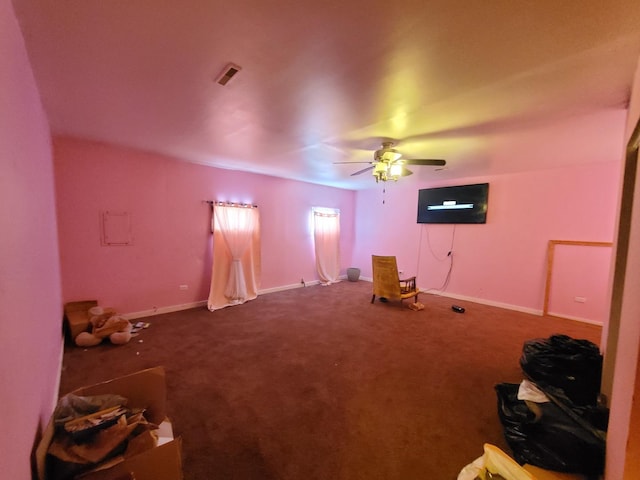 818 Campbell Ave, Calumet City, IL 60409 - interior space with visible vents, baseboards, a ceiling fan, and carpet