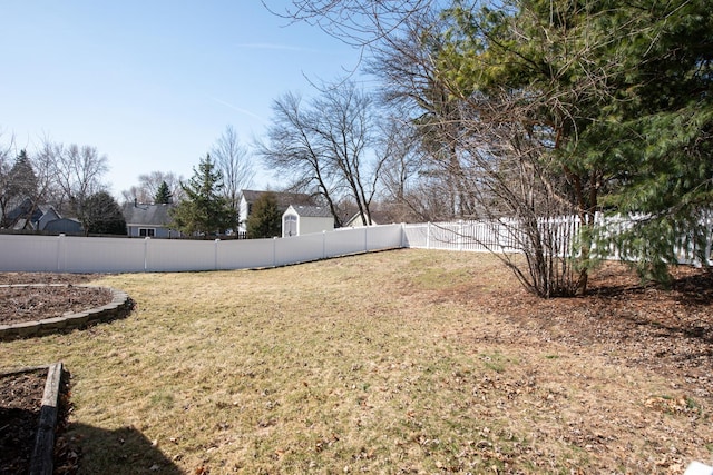 view of yard featuring a fenced backyard