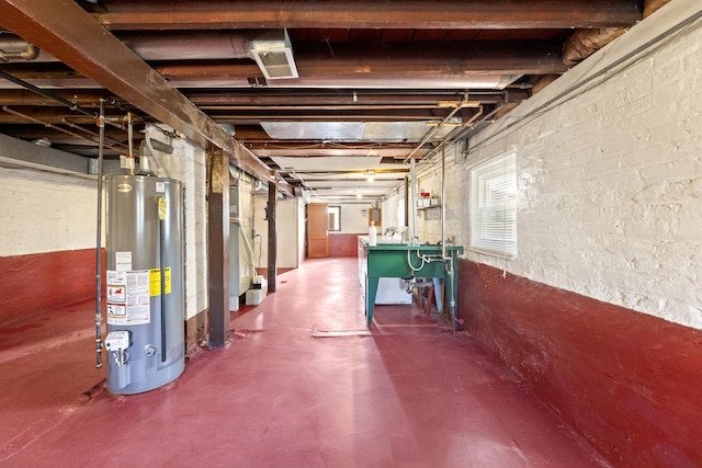 basement with water heater