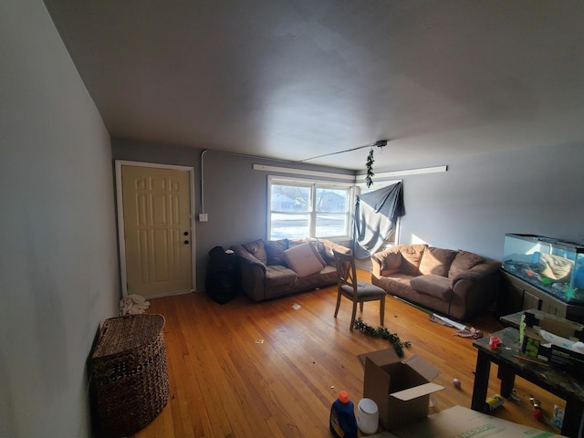 living room with hardwood / wood-style flooring