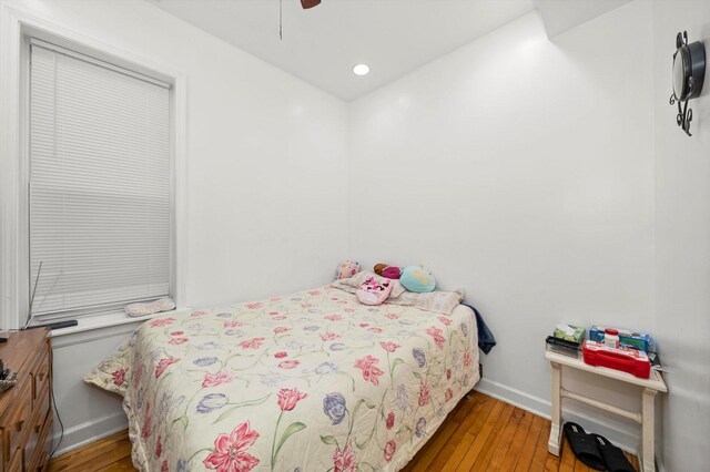 2434 W Pershing Rd, Chicago, IL 60632 - bedroom with hardwood / wood-style floors, recessed lighting, baseboards, and ceiling fan