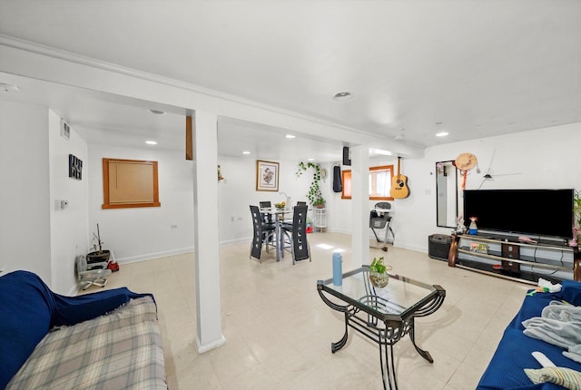 2434 W Pershing Rd, Chicago, IL 60632 - living area with recessed lighting, visible vents, light floors, and baseboards