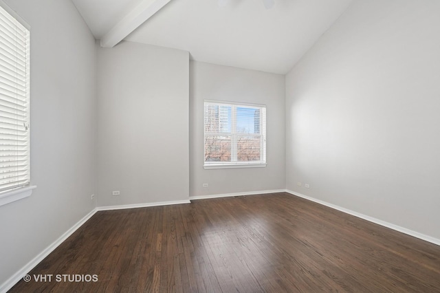 1616 S Indiana Ave Unit A2, Chicago, IL 60616 - unfurnished room with dark wood finished floors, baseboards, and vaulted ceiling with beams