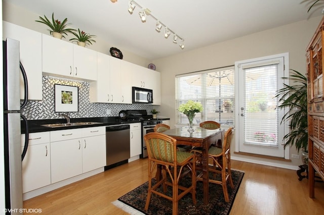 1616 S Indiana Ave Unit A2, Chicago, IL 60616 - kitchen with light wood-style floors, stainless steel appliances, dark countertops, and a sink