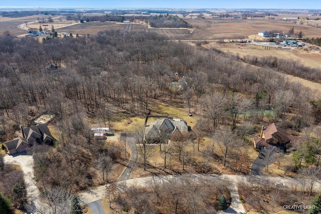 drone / aerial view with a rural view