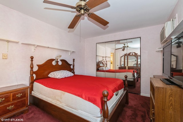 bedroom featuring carpet floors and ceiling fan