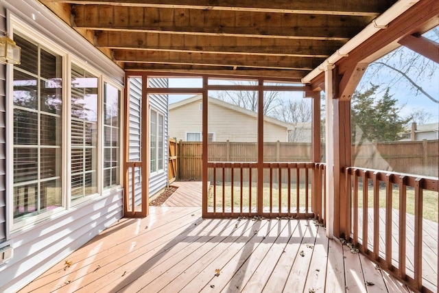 view of unfurnished sunroom