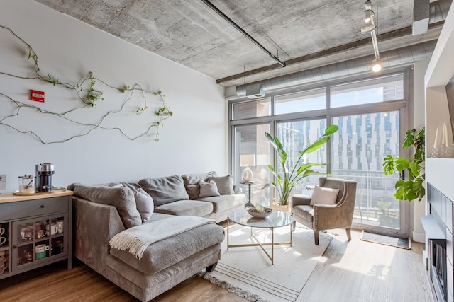 living area featuring wood finished floors